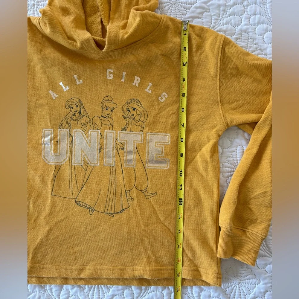 Disney princess, yellow hoodie, limited edition, gray sweatpants girls size 7